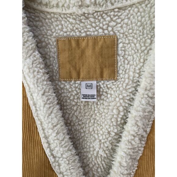 Billabong Corduroy Sherpa Coat Women M Mustard Coastal Cowgirl Western Duster - Picture 3 of 8